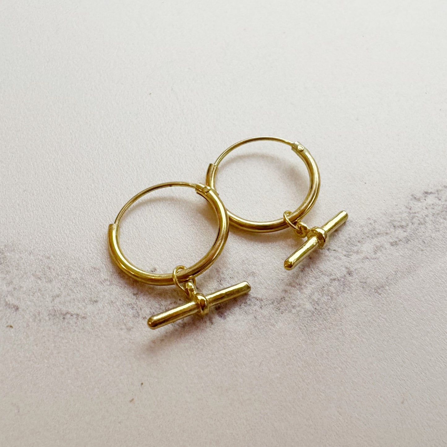 T bar Huggie Hoops