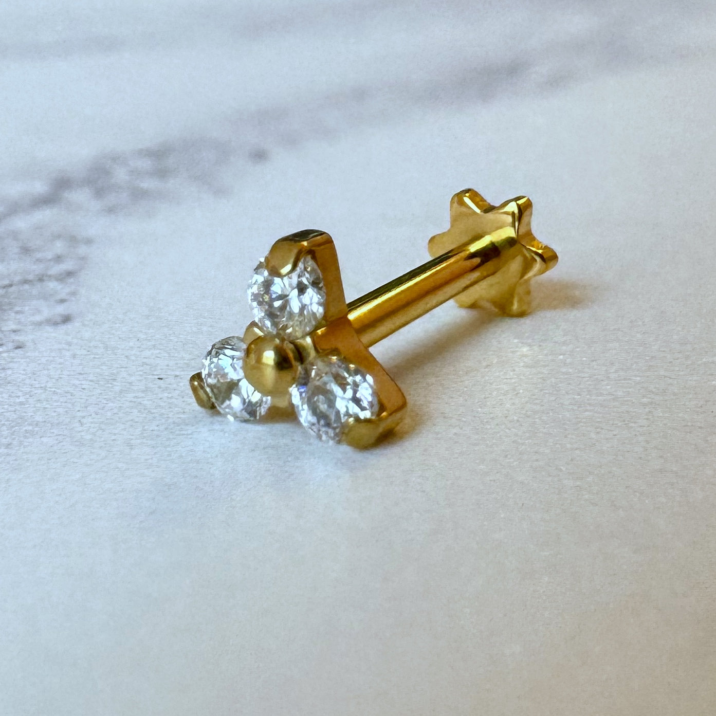 Diamond trinity cluster labret x Gold